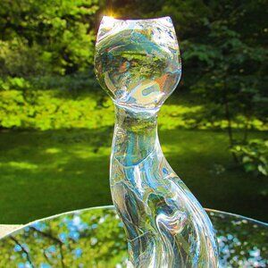 😽 Vintage CRYSTAL ART GLASS CAT made in Czech Republic